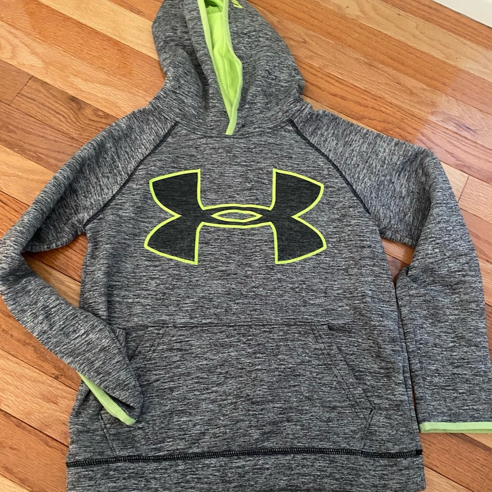 Under Armour Kids Gray and Neon Green Hoodie Youth Medium
